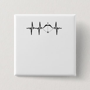 Archery Heartbeat Bow and Arrow Archer 15 Cm Square Badge