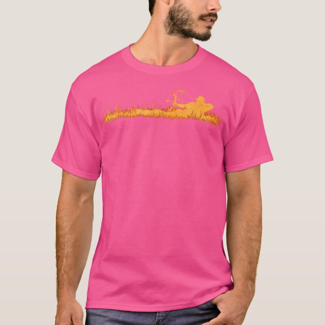 Archery Hunting Bow Grass Archer Hunter Bowmen T-Shirt (Front)