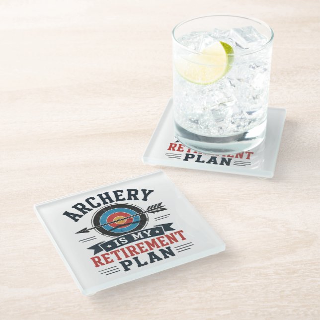 Archery Is My Retirement Plan Archer Glass Coaster (Angled)