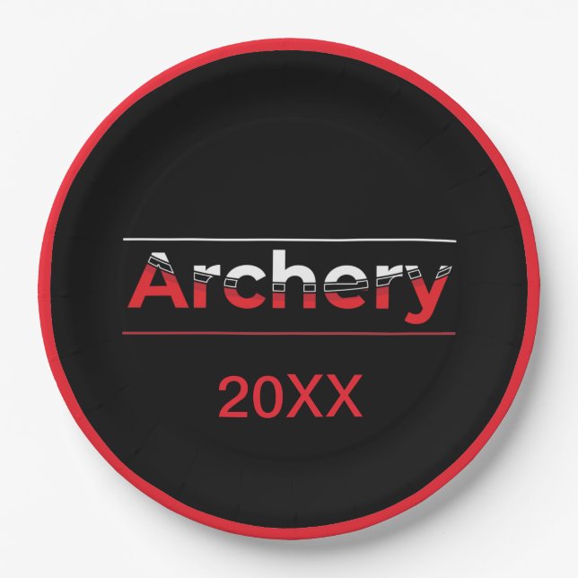 Archery Minimalist Modern Art - Graphic Arch  Paper Plate (Front)