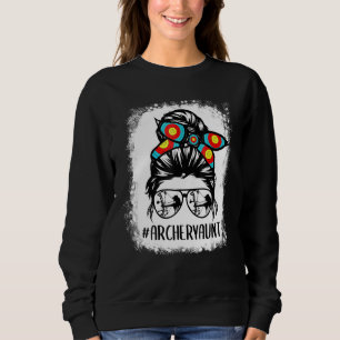 Archery Mum Life Messy Bun Hair Glasses Mother's D Sweatshirt