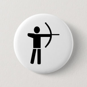 Archery player 6 cm round badge