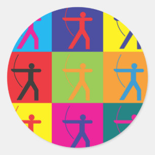 Archery Pop Art Classic Round Sticker