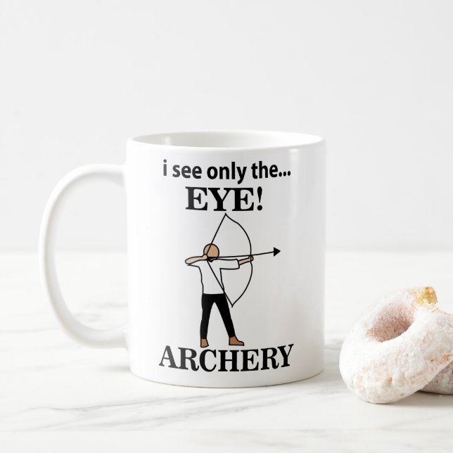 Archery Sport Bow Arrow Archery Coffee Mug (With Donut)
