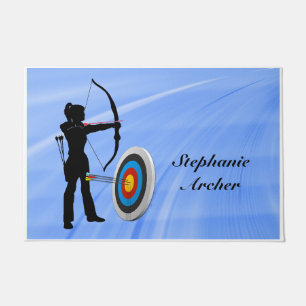 Archery Sport Female Archer Target personalise Doormat