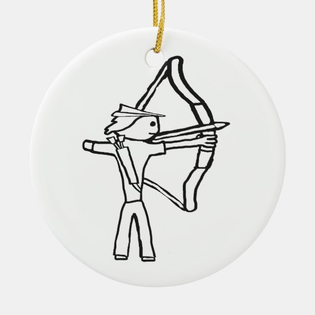Archery Stickman Ceramic Tree Decoration (Front)