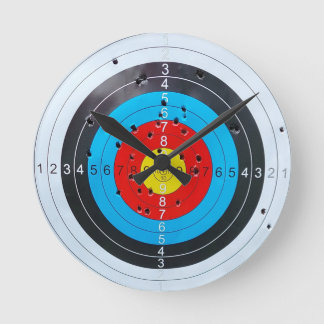 Archery Target Double Sided Round Throw Pillow Clock