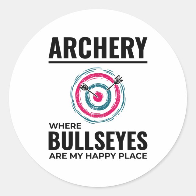 Archery Targets Archer Bow Arrows Bullseye  Classic Round Sticker (Front)