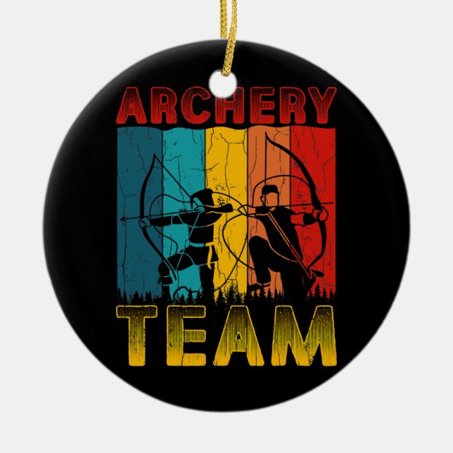 Archery Team Funny Archer Arrow Bow Hunting Ceramic Tree Decoration (Front)