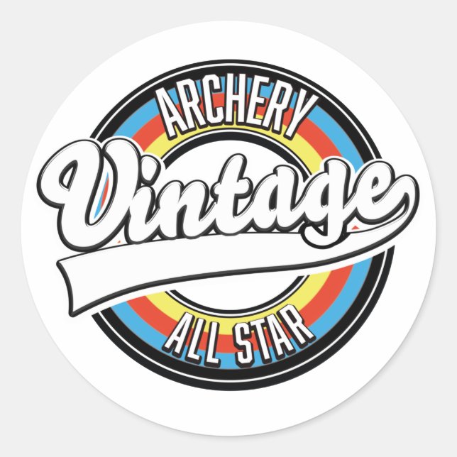 Archery vintage all star logo classic round sticker (Front)