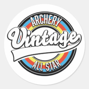 Archery vintage all star logo classic round sticker