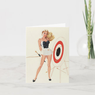 Archery, Vintage Pinup Birthday Card