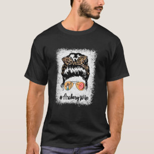 Archery Wife Messy Hair Bun Leopard Women Mother's T-Shirt