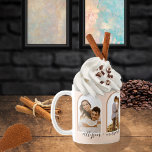 Arches 4 Photo Blush | Terracotta Couple   Names C Coffee Mug<br><div class="desc">This couple's design features four arched photos with intertwined white and terracotta back frames on a blush pink background.  Room has been designed below for the couple's names in script text.</div>