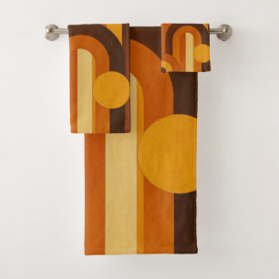 Arches and Sunspots Retro MCM Geometric Design Bath Towel Set
