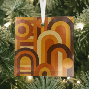 Arches and Sunspots Retro MCM Geometric Design Glass Tree Decoration