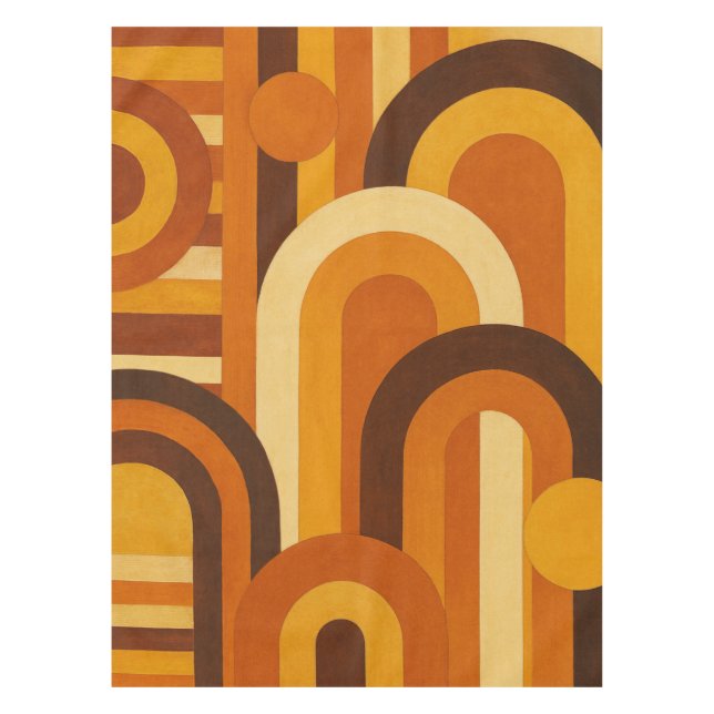 Arches and Sunspots Retro MCM Geometric Design Tablecloth (Front)