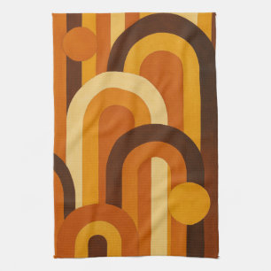Arches and Sunspots Retro MCM Geometric Design Tea Towel
