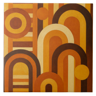 Arches and Sunspots Retro MCM Geometric Design Tile