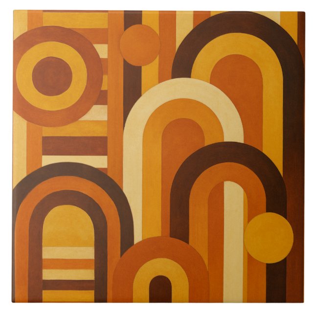 Arches and Sunspots Retro MCM Geometric Design Tile (Front)