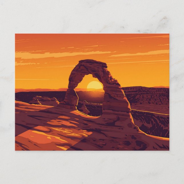 Arches Delicate Arch Sunset Art Postcard (Front)