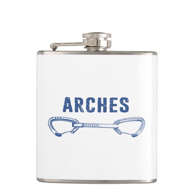 Arches National Park Climbing Quickdraw Hip Flask (Front)