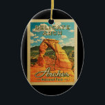Arches National Park  - Delicate Arch Vintage Ceramic Tree Decoration<br><div class="desc">Vintage travel style Arches National Park  - Delicate Arch image featuring the natural red rocks of Delicate Arch.</div>