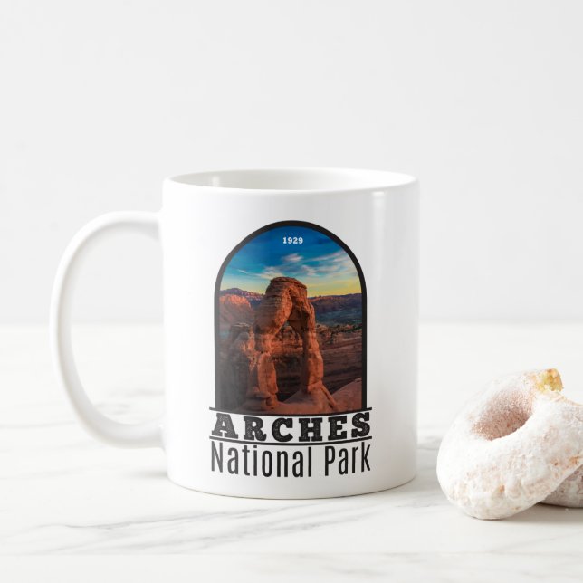 Arches National Park Delicate Arch Vintage Coffee Mug (With Donut)