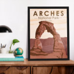 Arches National Park Delicate Arch Vintage Poster<br><div class="desc">Arches vector artwork design. The park lies north of Moab in the state of Utah. Bordered by the Colorado River in the southeast,  it’s known as the site of more than 2, 000 natural sandstone arches.</div>