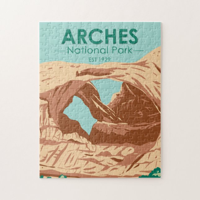 Arches National Park Double Arch Vintage Jigsaw Puzzle (Vertical)