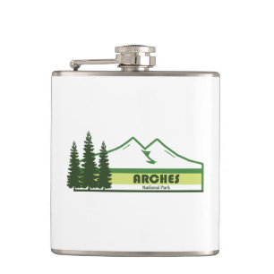 Arches National Park Green Stripes Hip Flask