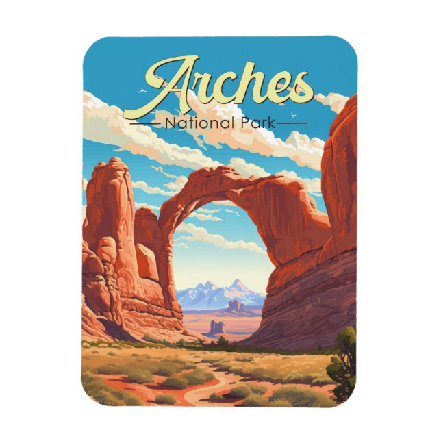 Arches National Park Illustration Retro Magnet (Vertical)
