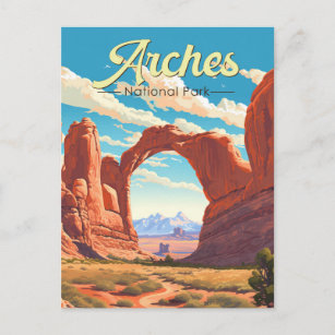 Arches National Park Illustration Retro Postcard