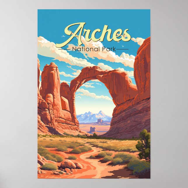Arches National Park Illustration Retro Poster (Front)