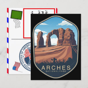 Arches national park logo patch emblem design vect holiday postcard