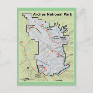 Arches National Park Map Postcard