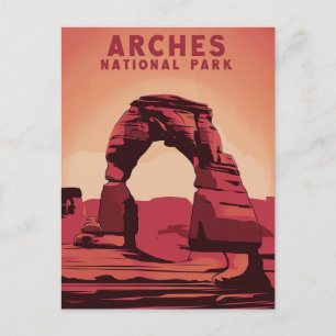 Arches National Park Minimalistic Illustration Holiday Postcard