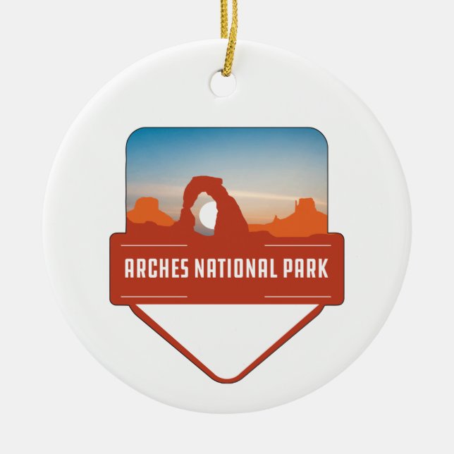 Arches national park natural sandstone arches utah ceramic tree decoration (Front)