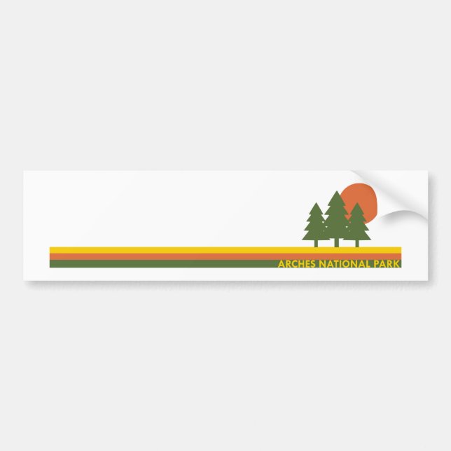 Arches National Park Pine Trees Sun Bumper Sticker (Front)