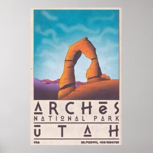 Arches National Park Print Retro Travel Poster
