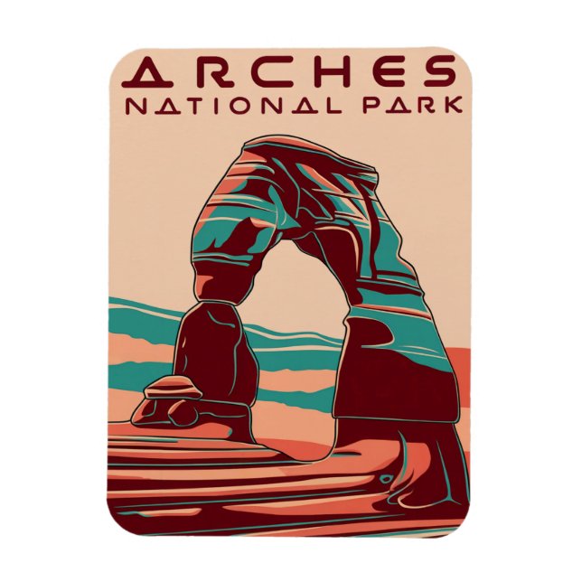 Arches National Park Retro Abstract  Magnet (Vertical)
