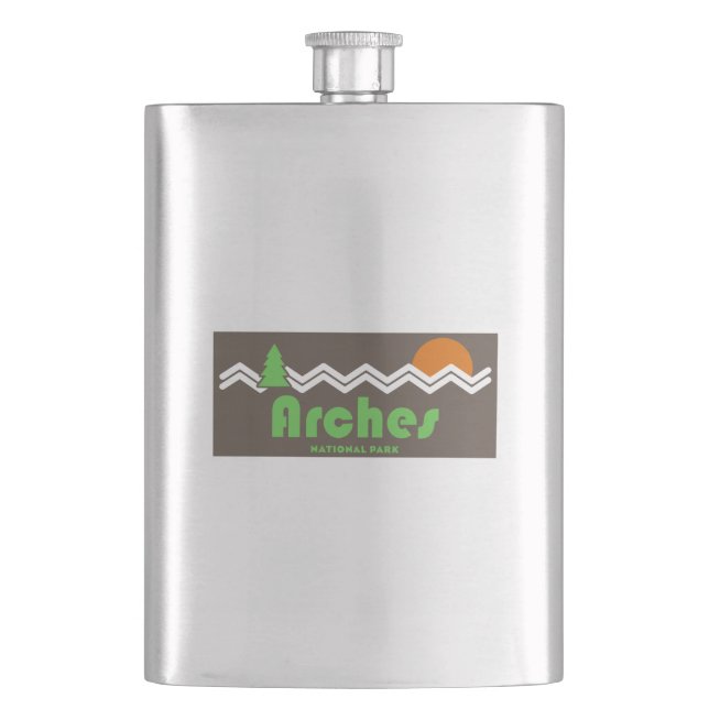 Arches National Park Retro Hip Flask (Front)