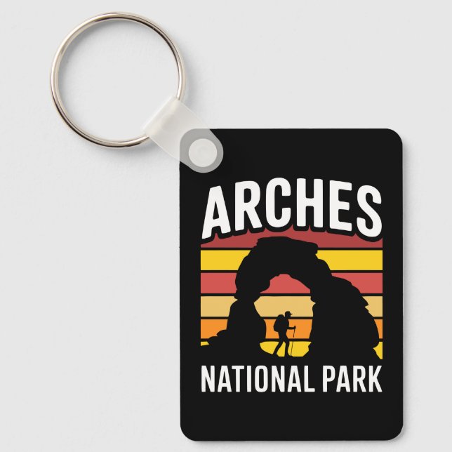 Arches National Park Retro Sunset Key Ring (Front)