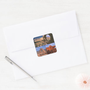 Arches National Park Sandstone Aches Photo Collage Square Sticker