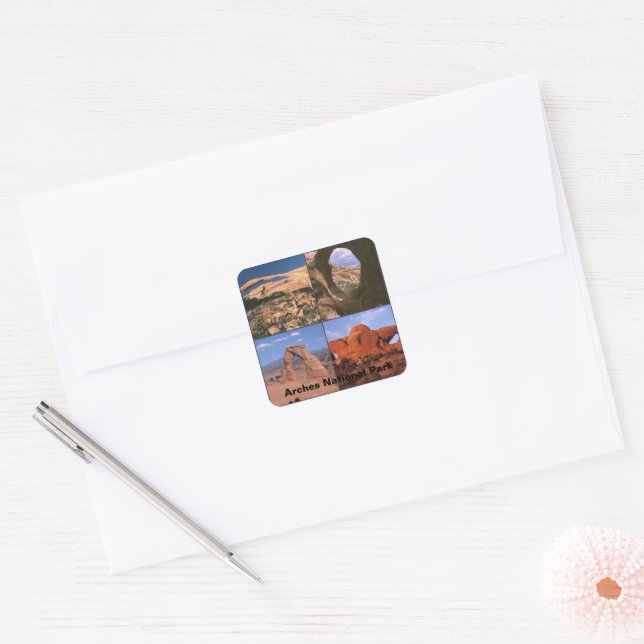 Arches National Park Sandstone Aches Photo Collage Square Sticker (Envelope)