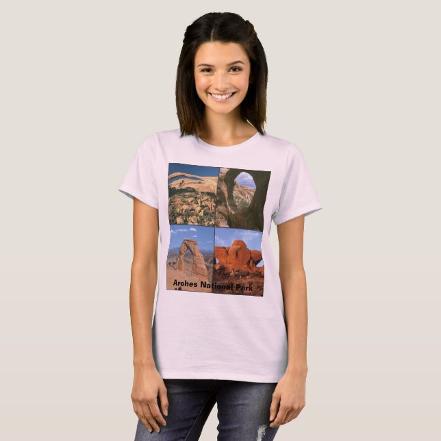 Arches National Park Sandstone Aches Photo Collage T-Shirt (Front Full)