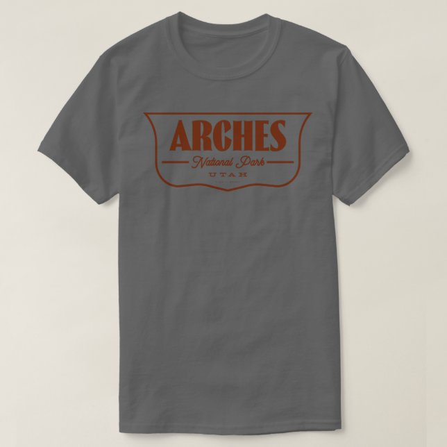 Arches National Park Shield Brown T-Shirt (Design Front)