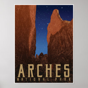 Arches National Park Travel Poster; Starscape Poster