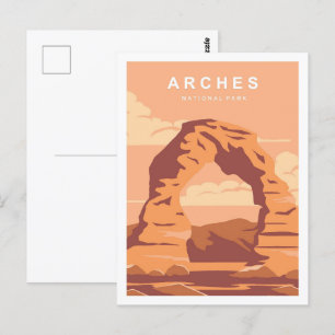 Arches National Park USA Travel Place Illustration Postcard