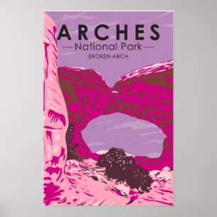 Arches National Park Utah Broken Arch Vintage Poster
